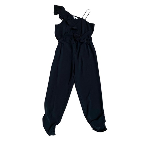 PARKER Addison Black Asymmetrical One-Sleeve Ruffle Jumpsuit Size 2 - Picture 5 of 15